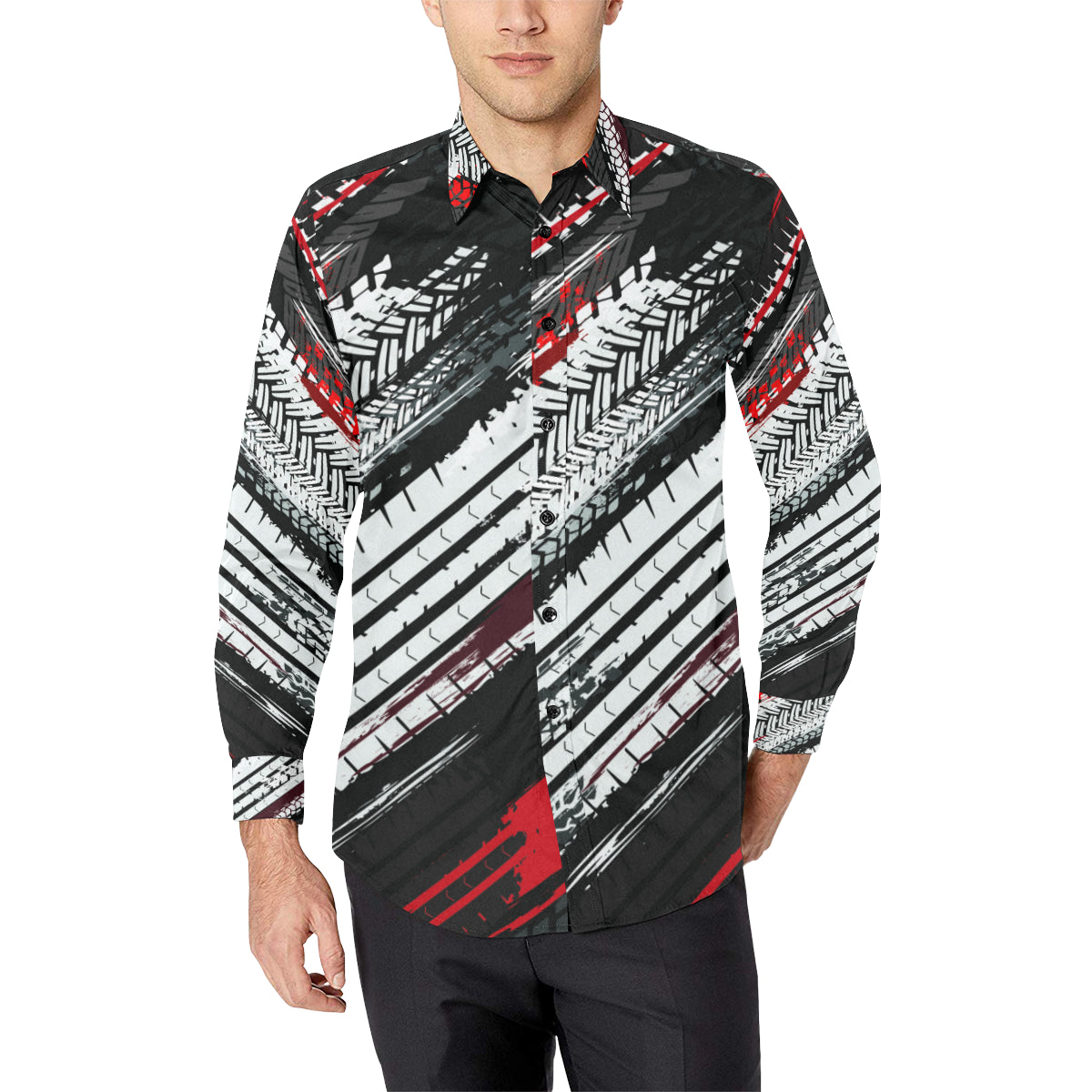 Racing Pattern Print Design A03 Men's Long Sleeve Shirt