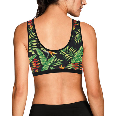 Hawaiian Flower Tropical Palm Leaves Sports Bra