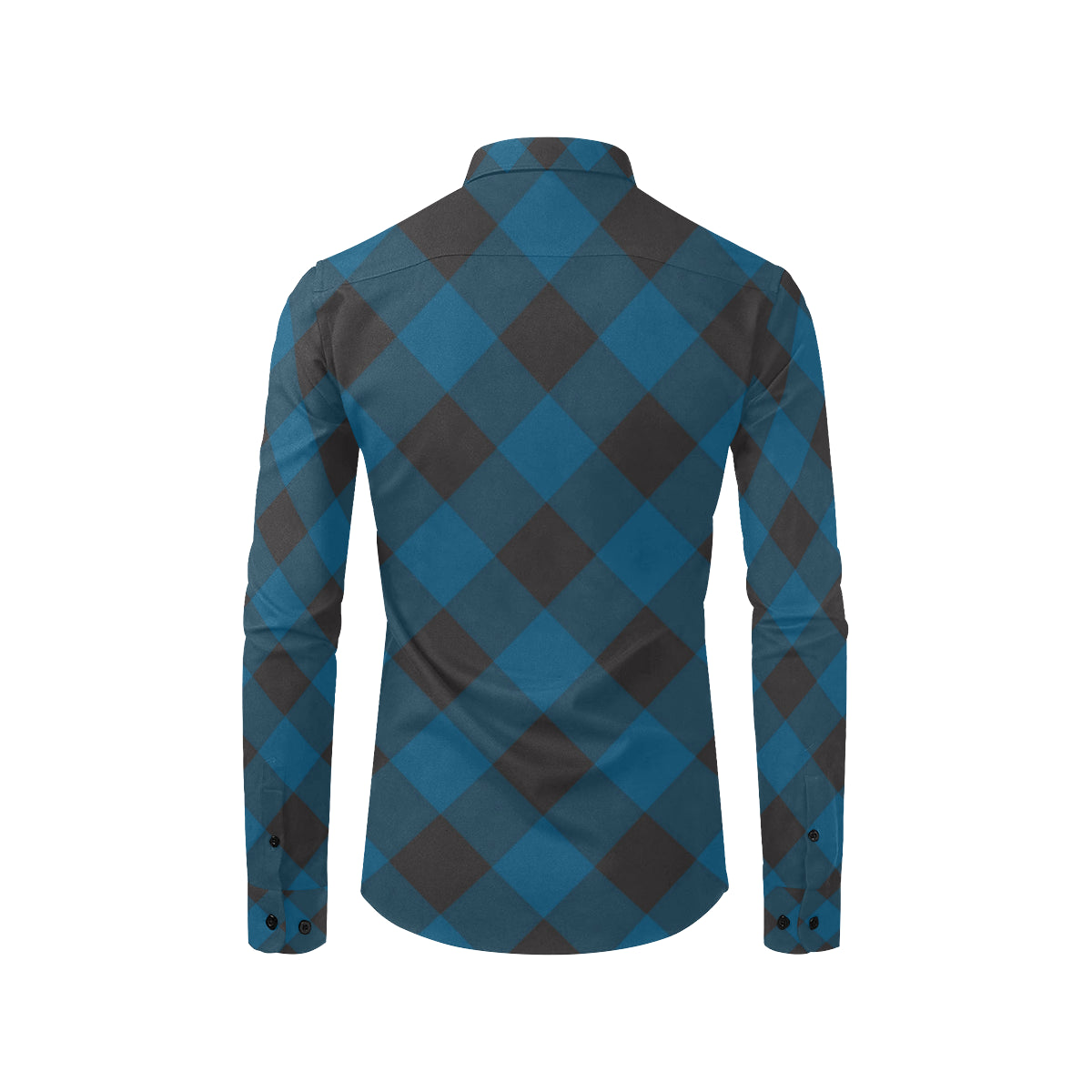 Plaid Blue Pattern Print Design A04 Men's Long Sleeve Shirt