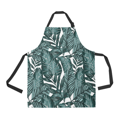 Tropical Palm Leaves Pattern Apron with Pocket