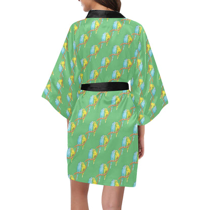 Budgerigar Pattern Print Design 01 Women's Short Kimono