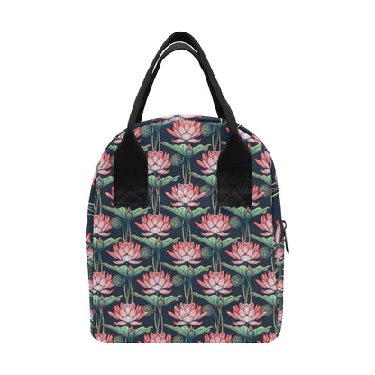 Water Lily Pattern Print Design WL03 Insulated Lunch Bag