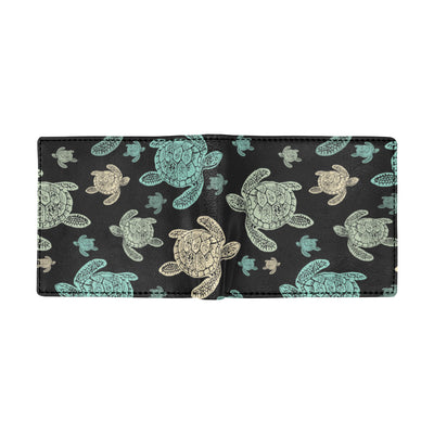 Sea Turtle Stamp Pattern Men's ID Card Wallet