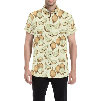 Onion Pattern Print Design A02 Men's Short Sleeve Button Up Shirt