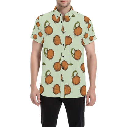 Onion Pattern Print Design A05 Men's Short Sleeve Button Up Shirt