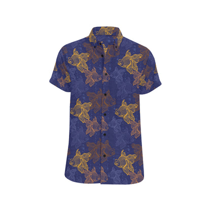 Goldfish Pattern Print Design 01 Men's Short Sleeve Button Up Shirt