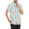 SeaHorse Pattern Print Design 01 Men's Short Sleeve Button Up Shirt