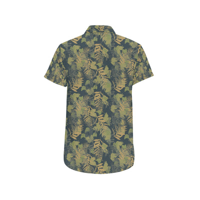 Camouflage Tropical Pattern Print Design 04 Men's Short Sleeve Button Up Shirt