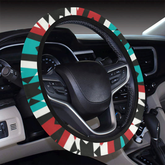 Native Pattern Print Design A08 Steering Wheel Cover with Elastic Edge