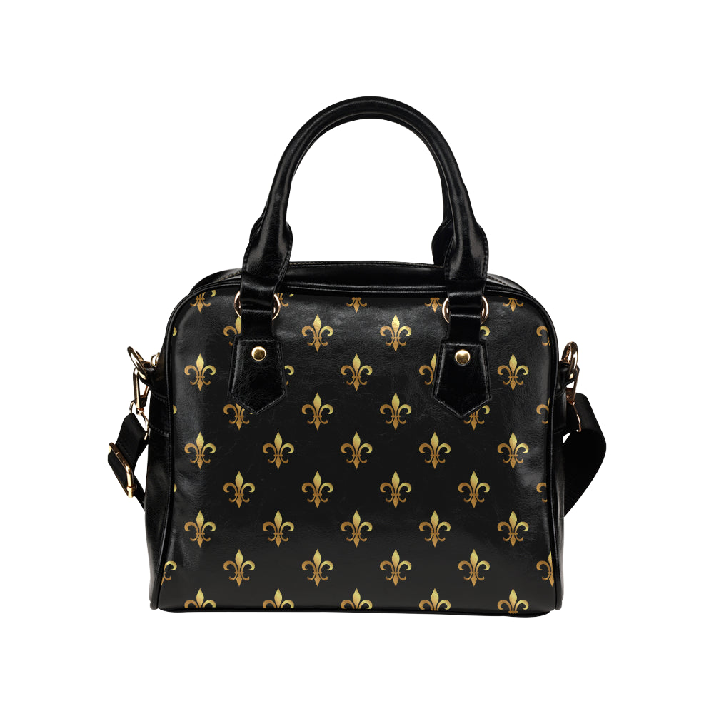 Fleur De Lis Gold Pattern Print Design 03 Shoulder Handbag