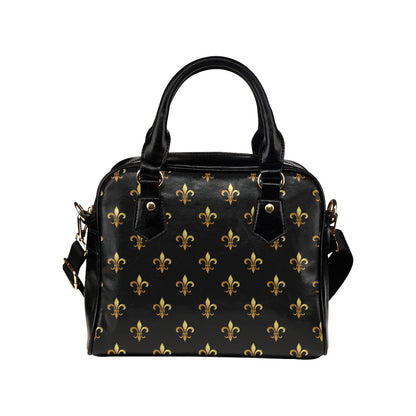 Fleur De Lis Gold Pattern Print Design 03 Shoulder Handbag