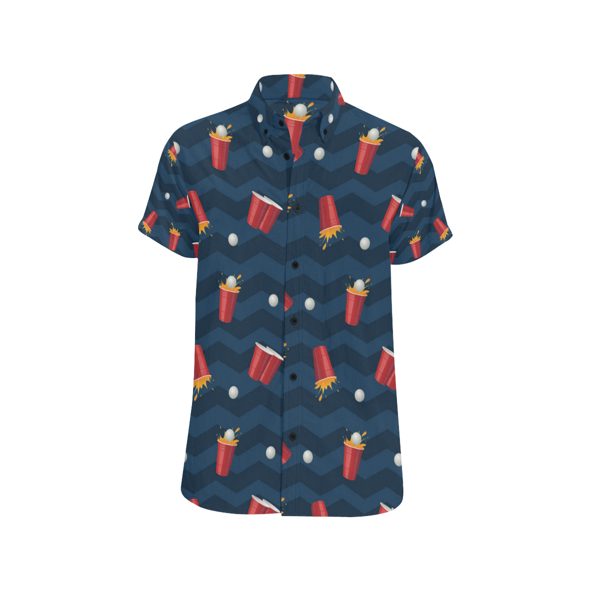 Beer Pong Pattern Print Design 01 Men's Short Sleeve Button Up Shirt