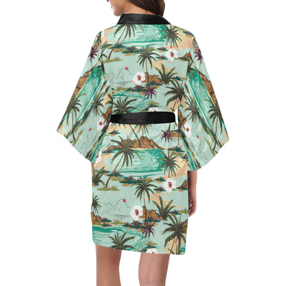 Pacific island Pattern Print Design A03 Women's Short Kimono