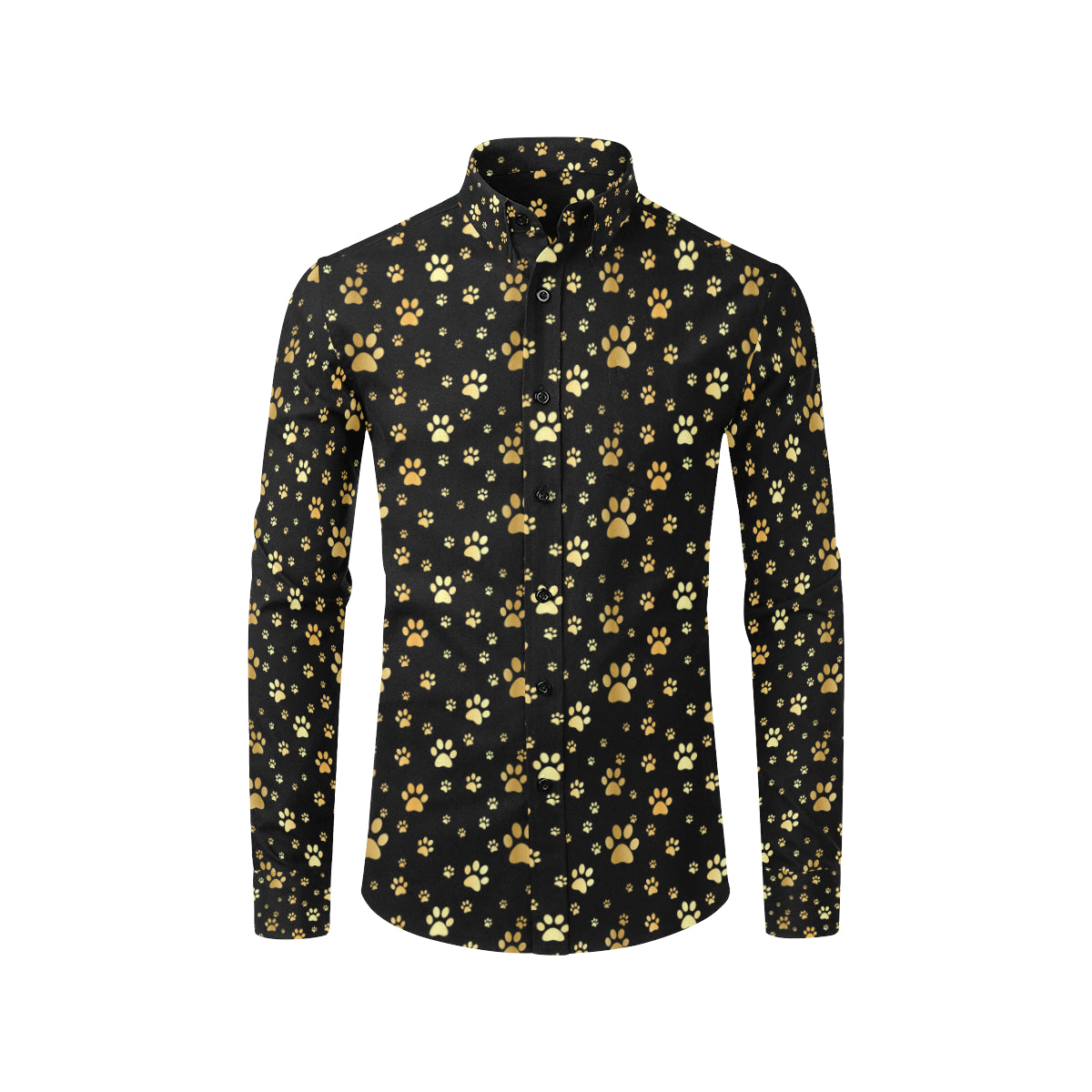 Paw Gold Print Men's Long Sleeve Shirt