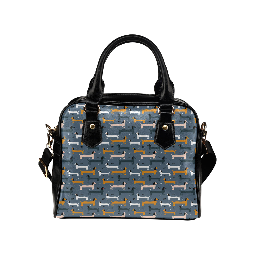 Dachshund Pattern Print Design 012 Shoulder Handbag