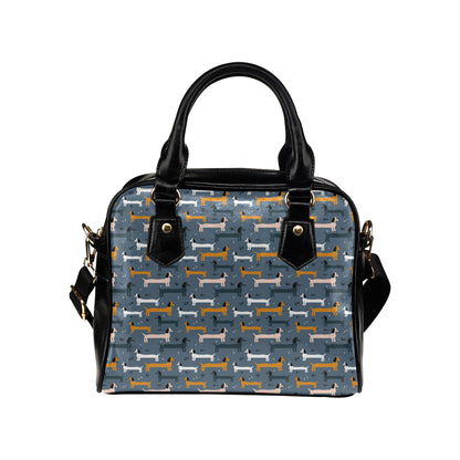 Dachshund Pattern Print Design 012 Shoulder Handbag