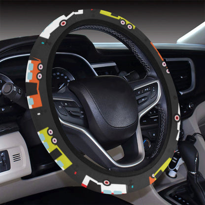 Camper Caravan Pattern Steering Wheel Cover with Elastic Edge