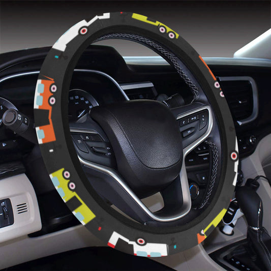 Camper Caravan Pattern Steering Wheel Cover with Elastic Edge