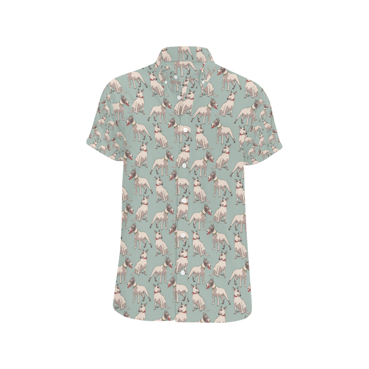 Bull Terrier Cute Print Pattern Men's Short Sleeve Button Up Shirt