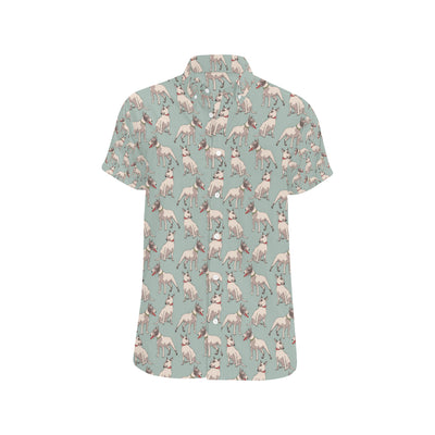 Bull Terrier Cute Print Pattern Men's Short Sleeve Button Up Shirt