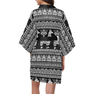 Llama Aztec Style Pattern Print Design 01 Women's Short Kimono