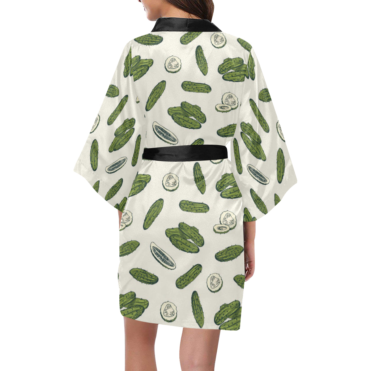 Cucumber Pattern Print Design CC05 Women's Short Kimono