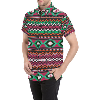 Mexican Pattern Print Design 01 Men's Short Sleeve Button Up Shirt