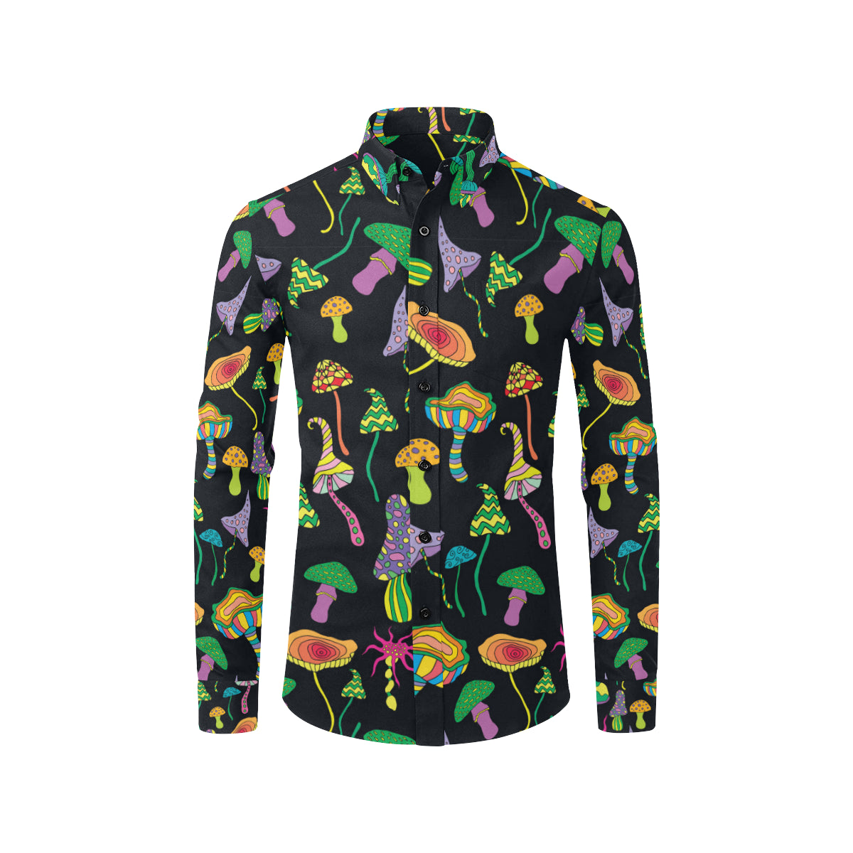 Psychedelic Mushroom Pattern Print Design A02 Men's Long Sleeve Shirt