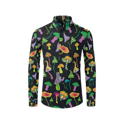 Psychedelic Mushroom Pattern Print Design A02 Men's Long Sleeve Shirt