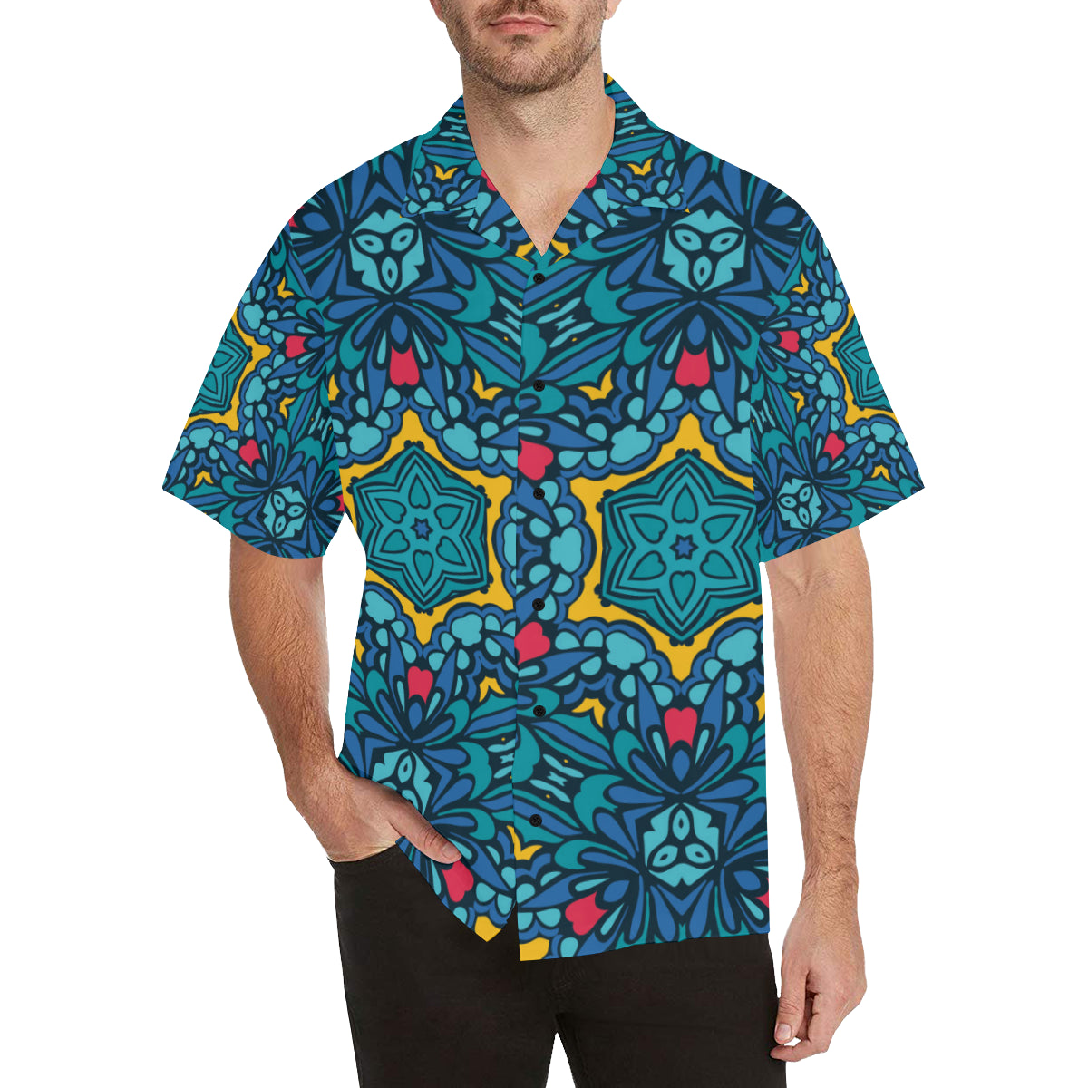 Kaleidoscope Pattern Print Design 04 Men's Hawaiian Shirt