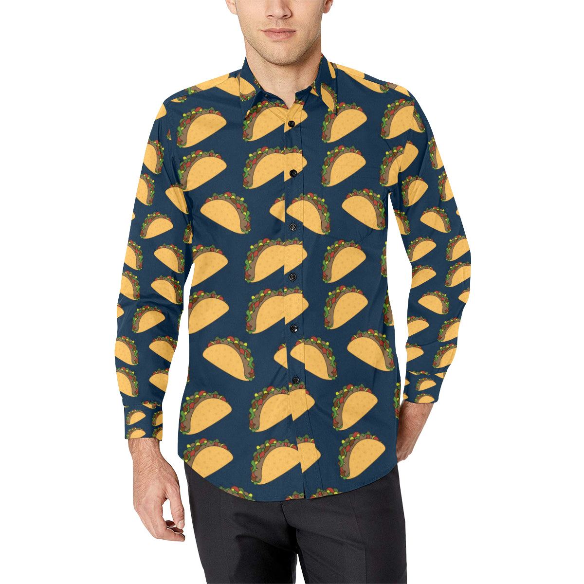 Taco Pattern Print Design TC04 Men's Long Sleeve Shirt