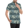 Flower Hawaiian Hibiscus Style Print Pattern Men's Short Sleeve Button Up Shirt