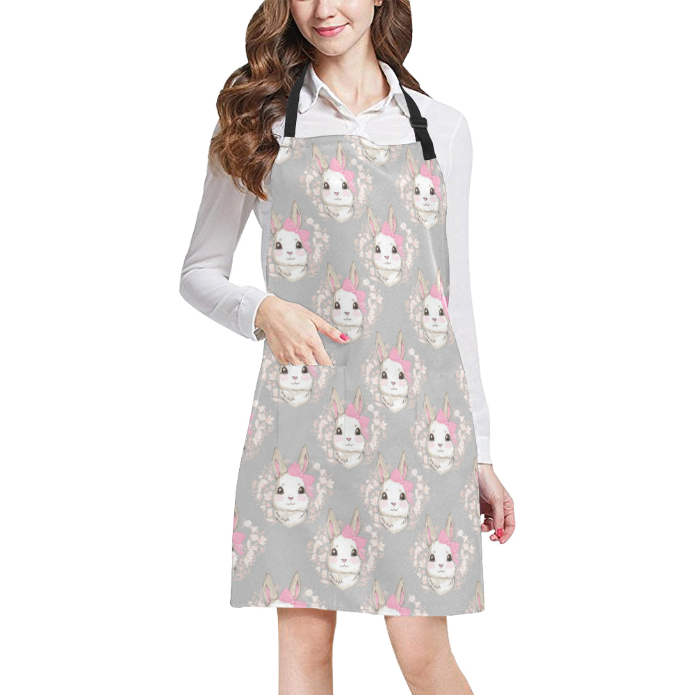 Rabbit Pattern Print Design RB07 Apron with Pocket