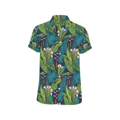 Rainforest Pattern Print Design RF01 Men's Short Sleeve Button Up Shirt