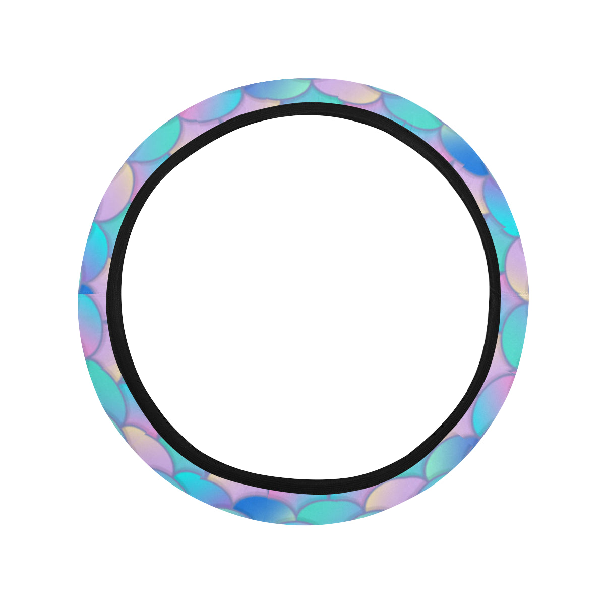 Mermaid Scales Pastel Pattern Print Design 07 Steering Wheel Cover with Elastic Edge