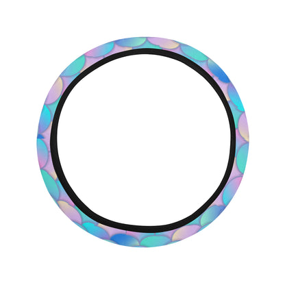 Mermaid Scales Pastel Pattern Print Design 07 Steering Wheel Cover with Elastic Edge
