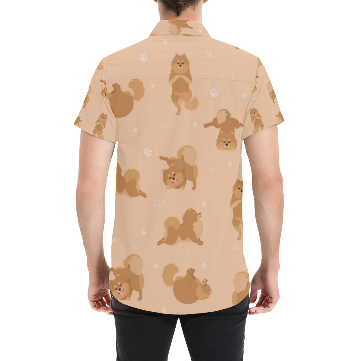 Pomeranians Pattern Print Design A06 Men's Short Sleeve Button Up Shirt