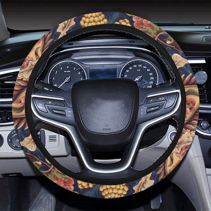 Floral Vintage Classic Print Steering Wheel Cover with Elastic Edge