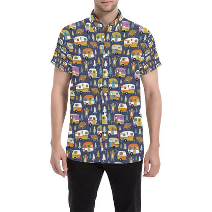 Camper Pattern Print Design 04 Men's Short Sleeve Button Up Shirt