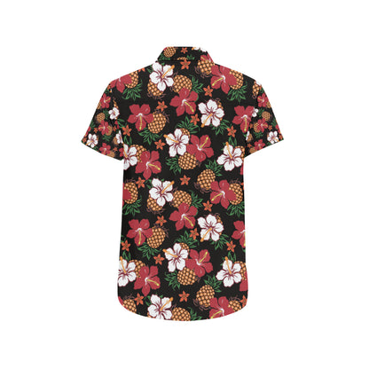 Hawaiian Themed Pattern Print Design H013 Men's Short Sleeve Button Up Shirt
