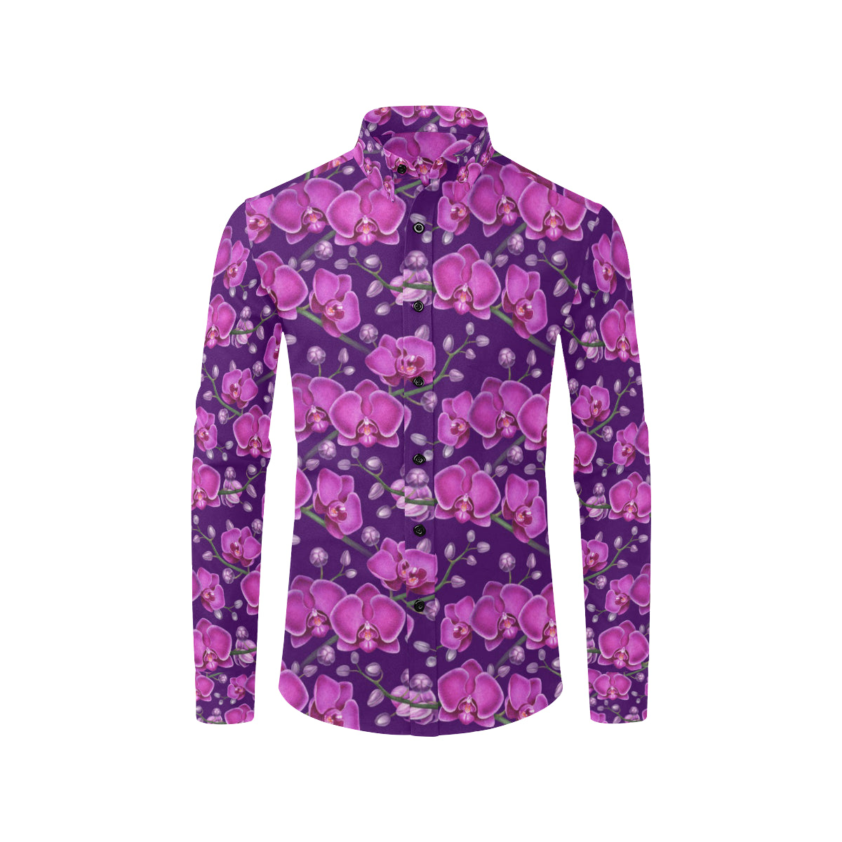 Orchid Purple Pattern Print Design OR02 Men's Long Sleeve Shirt