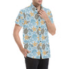 Polynesian Jellyfish Turtle Print Men's Short Sleeve Button Up Shirt