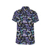 Lavender Dragonfly Pattern Print Design LV03 Men's Short Sleeve Button Up Shirt