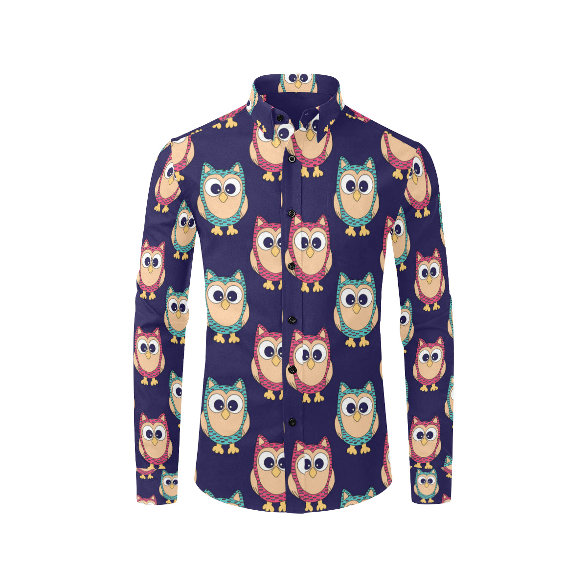 Owl Pattern Print Design A06 Men's Long Sleeve Shirt