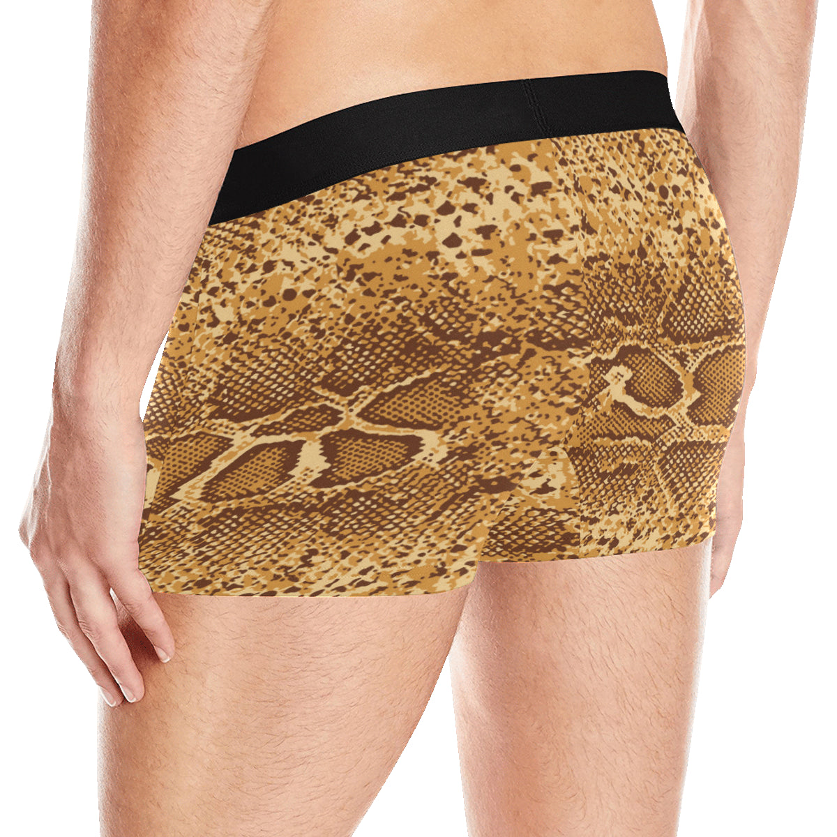 Python Brown Pattern Print Design A03 Men's Boxer Briefs