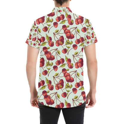 Cherry Hand Draw Men's Short Sleeve Button Up Shirt