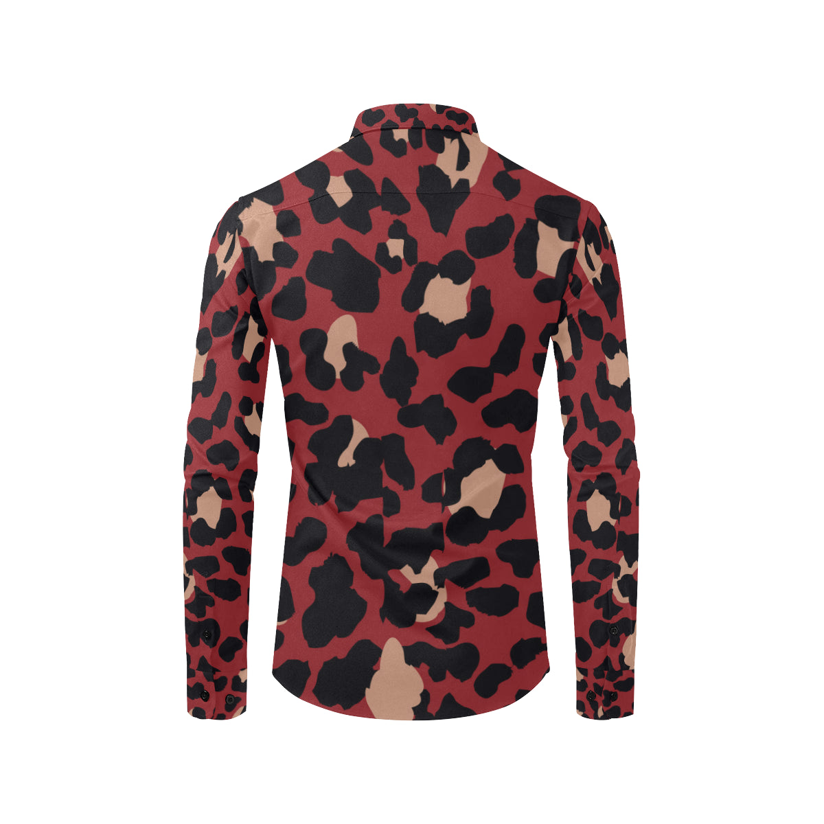Cheetah Red Print Pattern Men's Long Sleeve Shirt