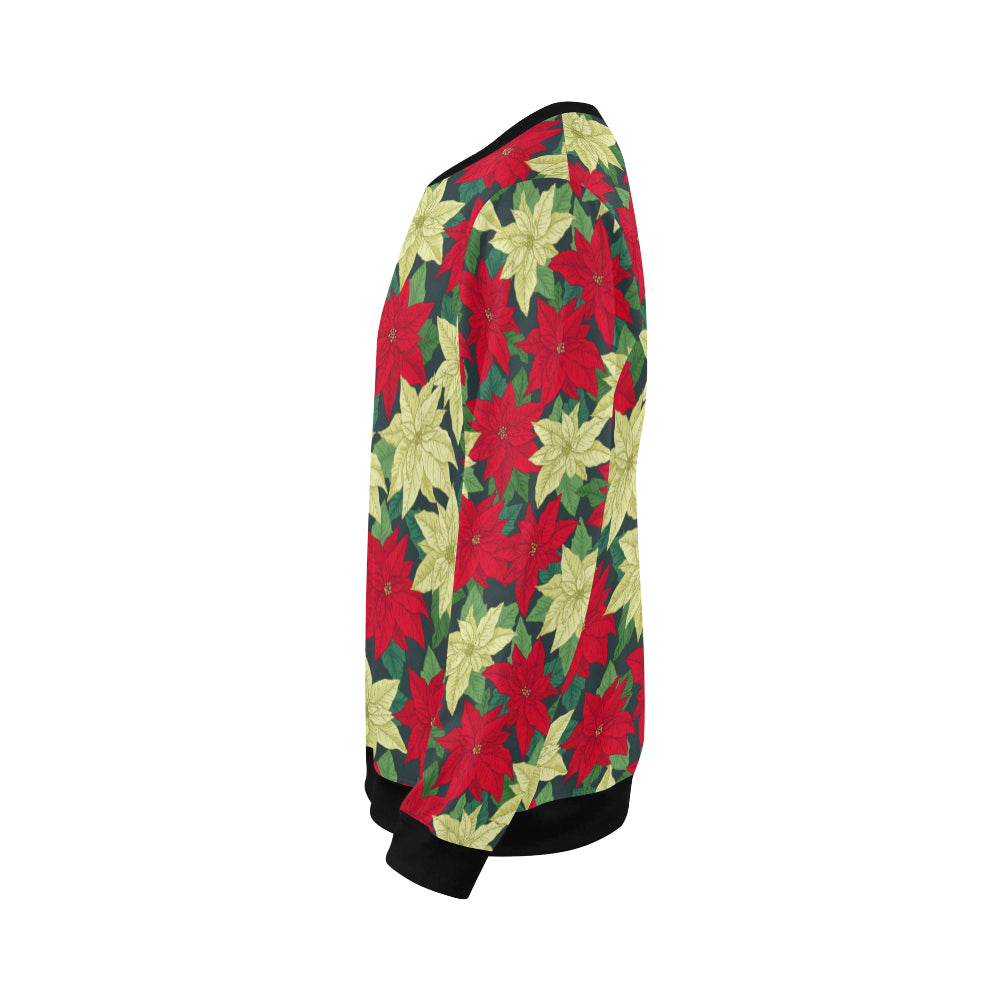 Poinsettia Pattern Print Design POT06 Men Long Sleeve Sweatshirt