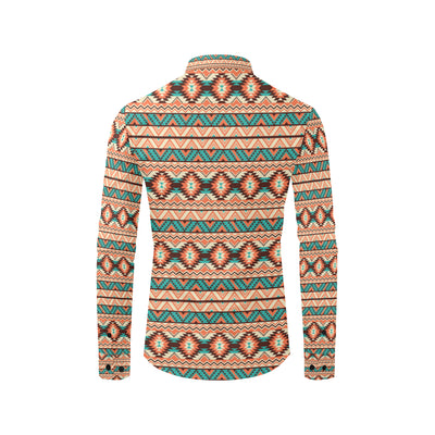 Navajo Western Style Print Pattern Men's Long Sleeve Shirt