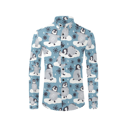 Penguin Pattern Print Design A05 Men's Long Sleeve Shirt